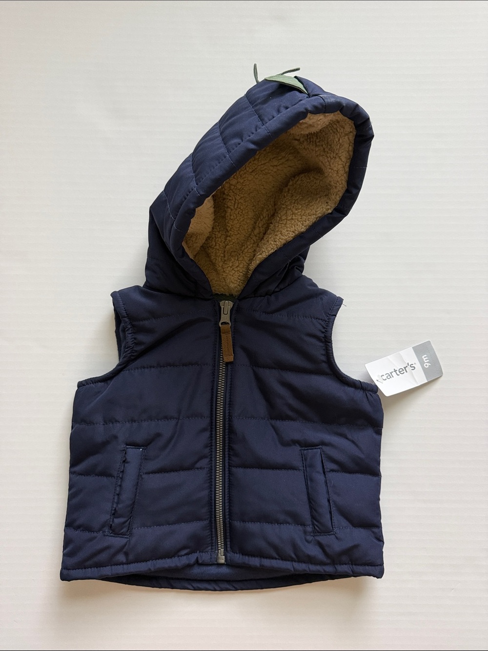Carter's Navy Hooded “dinosaur” Puffer Vest size 9months
